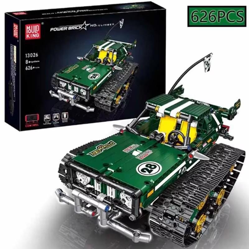 626Pcs Moc Rc Green Off-Road Vehicle Tracked Intelligence Vehicle Assembly Diy Building Block Children'S Puzzle Toys Gift
