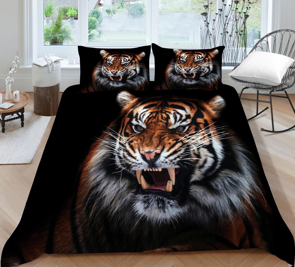 3D Printed Tiger Bedding Set Animal Quilt Cover and Pillow Case Bedroom Bedding Sheet/double Bed Full Size Home Decoration