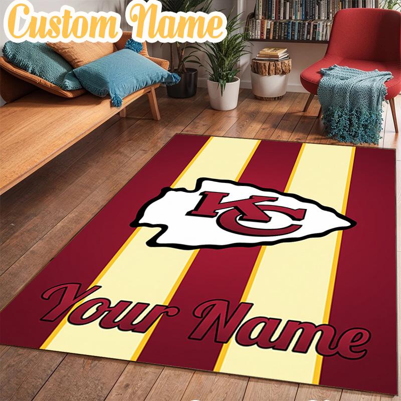 Custom Name Kansas City Chiefs Helmet Rug Office Rug Chair Mat Non Slip Carpet Rugs for Bedrooms Dining Room Living Room Home Decor gifts