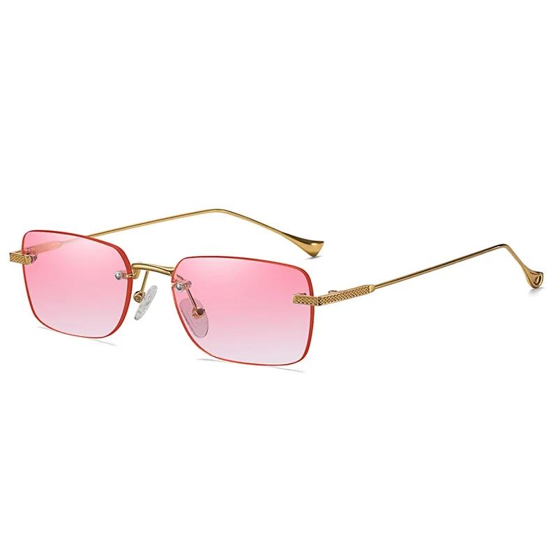 Fashion Rimless Small Rectangle Sunglasses Women Retro Clear Gradient Eyewear Men Colorful Square Sun Glasses Shades Uv400