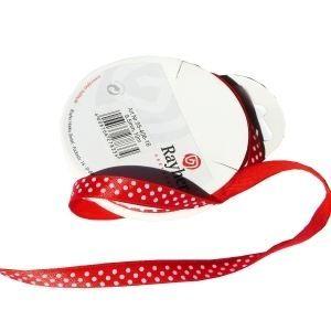 Red Polka Dot Satin Ribbon Roll 9.5mm X 10m
