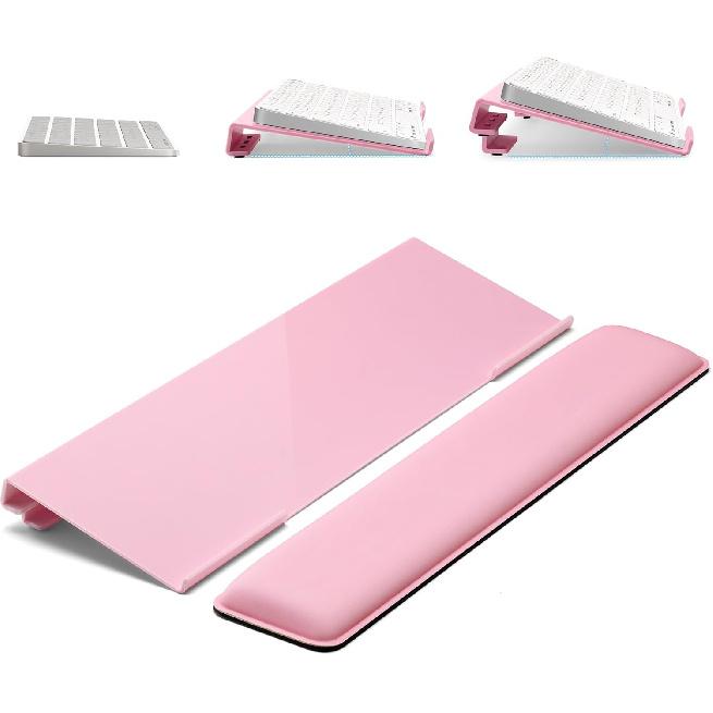 Computer Keyboard Stand for Desktop, 2-Level Height Adjustment Keyboard Wrist Rest, Non-Slip Key Board Riser Pad for Office, Gaming, and Home Desks