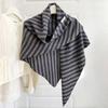 Wool Blended Women Shawl Striped Print Pashmina Wraps Elegant Triangle Scarf  Fashion Accessory
