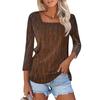 Maglietta da donna alla moda, casual, con scollo quadrato, manica a 3/4, ampia e stampata, top da donna