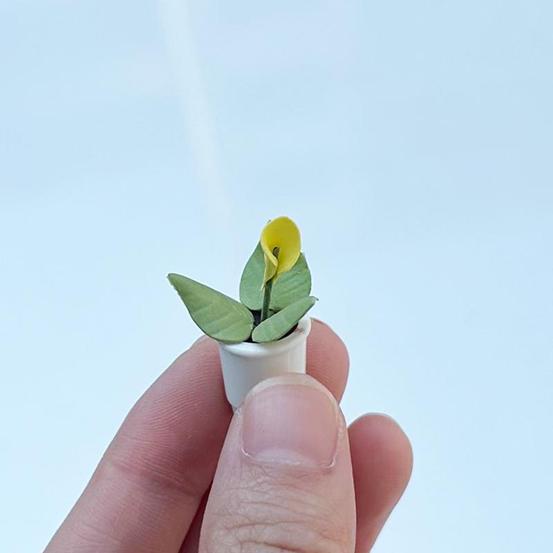 2Pcs 1:12 Dollhouse Furniture Accessories Scenery Decoration Mini  Plants Small Flower Pots Interior Decoration Clay