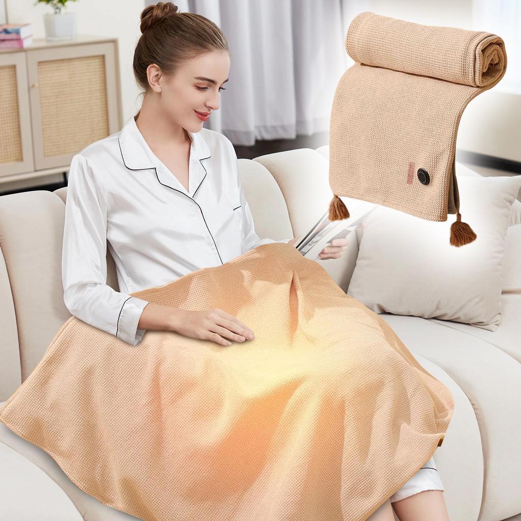 Portable USB Heated Blanket Shawl,Electric Heating Lap Blanket Throw,USB Heated Throw 3 Heating ,Wearable Heated Shawl Wraps For Home Outdoor Camping