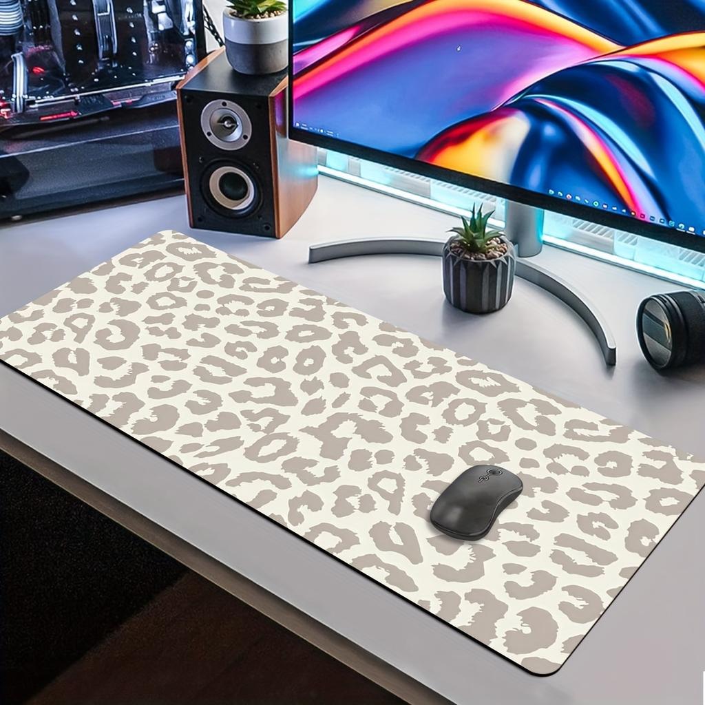 Tappetino per Tastiera e Mouse da Computer XL/XXL Beige Marrone Leopardo Ufficio Casa Setup Gaming Accessori Scrivania da Gioco Tappeto Mouse Mat