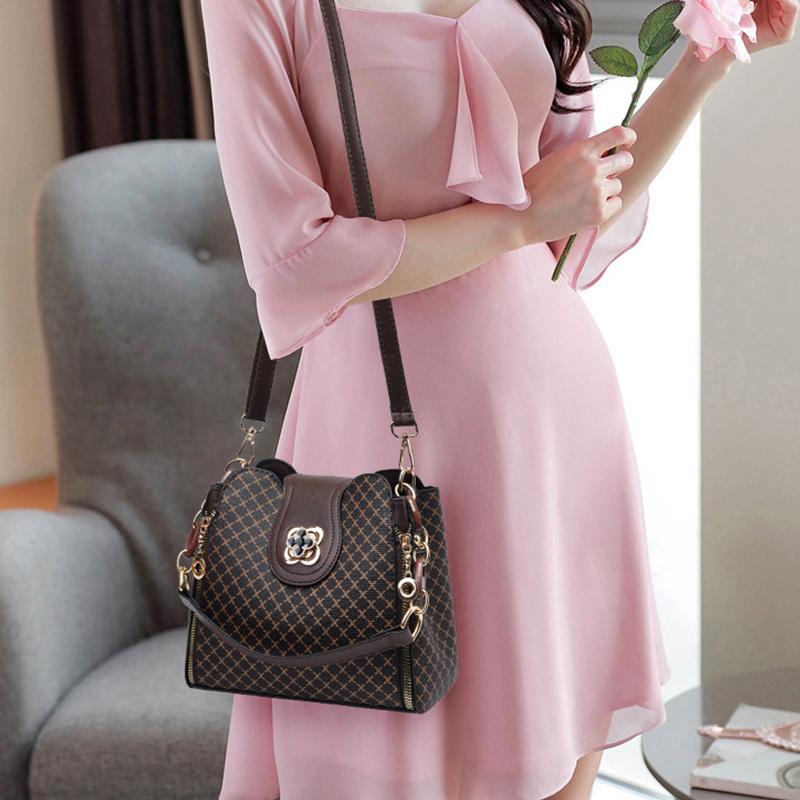 Yogodlns Neue Damen-Handtasche, Luxus-Design, Eimer-Schulter-Crossbody-Tasche, Flip-Check-Druck, große Kapazität, einzelne Schulter-Straddle-Tasche