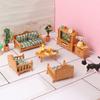 1:12 Dollhouse Miniature Dining Table Chair Sofa Tea Table Tv Cabinet Set Model Doll Furniture Decor Micro Scene Prop Toy