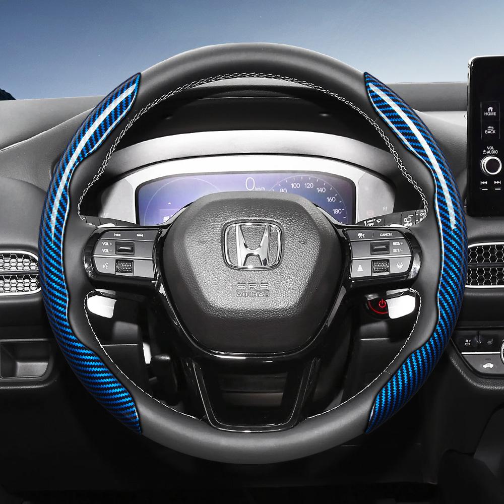 Suitable for Honda Carbon Fiber Texture Steering Wheel Cover with Segmented Quick-Release Design, Durable, for Cr-V Civic Hr-V Zr-V Vezel City Amaze