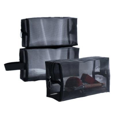 Black Mesh Transparent Cosmetic Bag Makeup Case Travel Zipper Make Up Organizer Storage Bag Beauty Toiletry Wash Bag Pouch