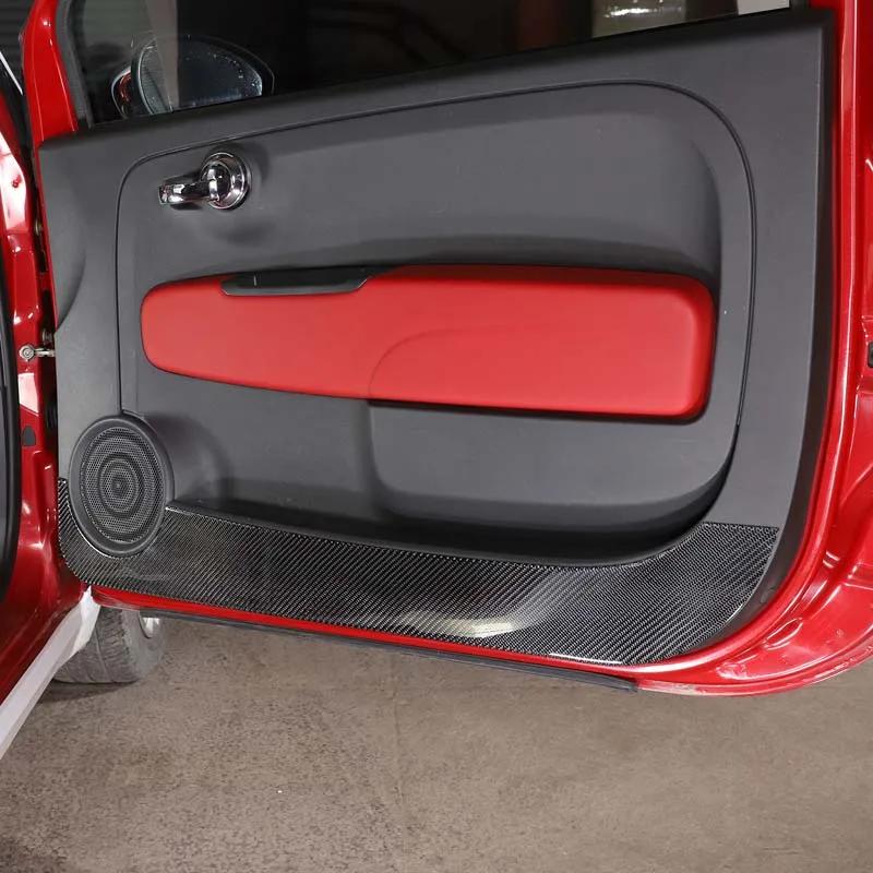 For Fiat 500 2011-2026 Soft Carbon Fiber Car Inner Door Panel Anti-Kick Cover Sticker Trim Auto Accessories