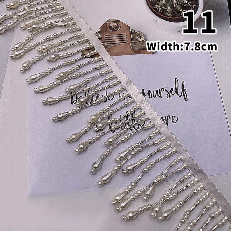Beaded Tassel Trim Ribbon Wedding Dress Costume Edging Sew Pearl Craft DIY Crafts Dress Jeans Clothing Decoration
