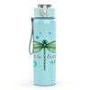 1PC Green Dragonfly Floral 750ml Color Plastic Sports Water Bottle Leakproof Flip Straw Lid Suitable for Sports Office Home Use