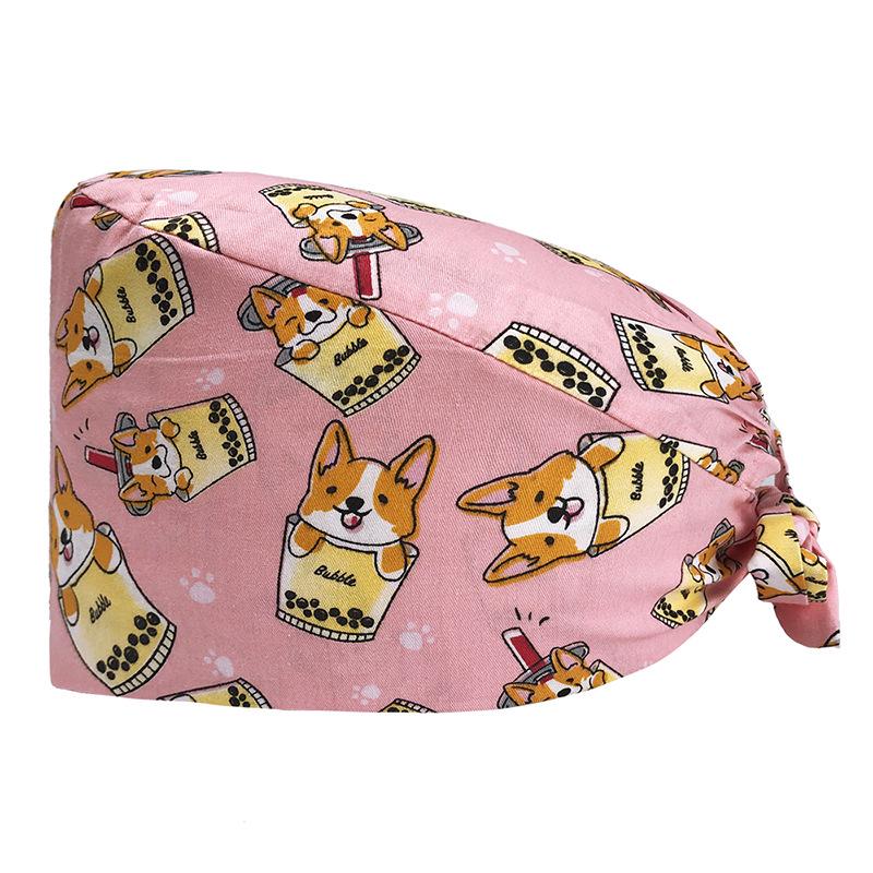 

Breathable Cotton Surgical Cap - Cute Print for Women & Men No Button - Adjustable
