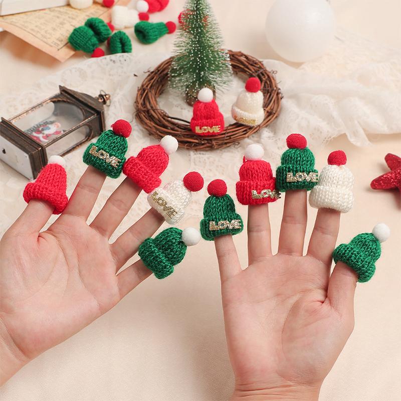 3.5*5CM Mini Knitted Hat Mini Doll Hat Wool Hat Christmas Tree Ornaments Home Party Gift 2025 DIY Arts and Crafts Supplies