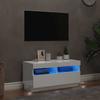 Vidaxl Szafka Pod Tv Z Oświetleniem Led, Biała Z Połyskiem, 80X35X40Cm
