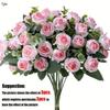 1Pc Heads Artificial Flower Silk Rose White Eucalyptus Leaves Peony Bouquet Fake Flower for Wedding Table Party Vase Home Decor
