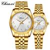 CHENXI 0042 Fashion Couple Lover's Watches 1Piece Stainless Steel Waterproof Luminous Quartz Wristwatch For Lover Women Men