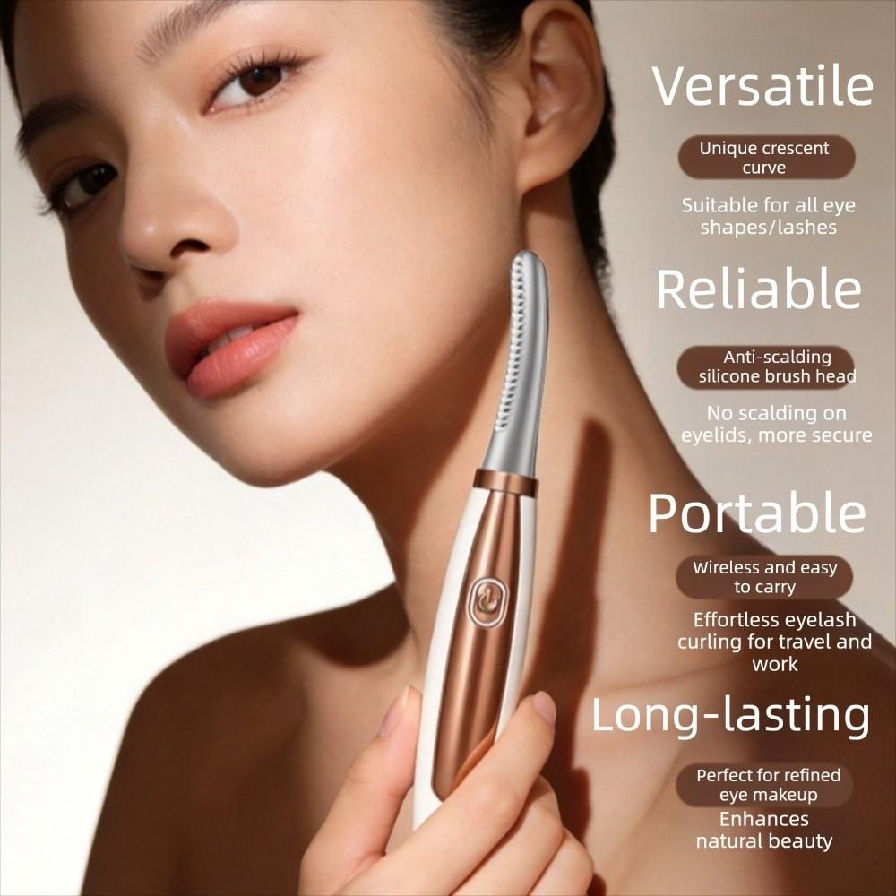 USB Port Rechargeable Heated Eyelash Curler Portable, Eyelash Curling Machine for All Eye Shapes