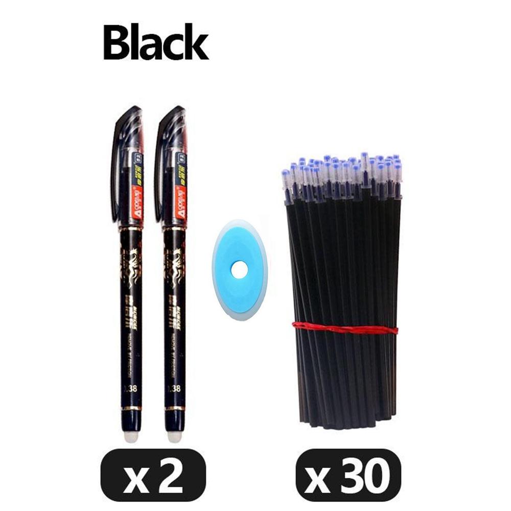 33-teiliges Set mit löschbaren Gelstiften für die Schule, 0,5 mm, feine Spitze, schwarz/blau/rote Tinte, Kugelschreiber