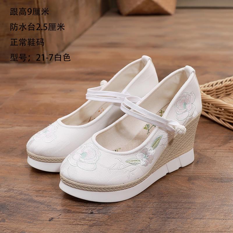 Chunxin ancient style women's shoes Hanfu shoes ethnic style slope heel ancient style heel waterproof table embroidered shoes national style cloth