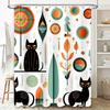 Retro Cat Pattern Shower Curtain Unique Bathroom Decor For Home Decoration Black Cats Print Fabric Bath Shower Curtain Waterproo