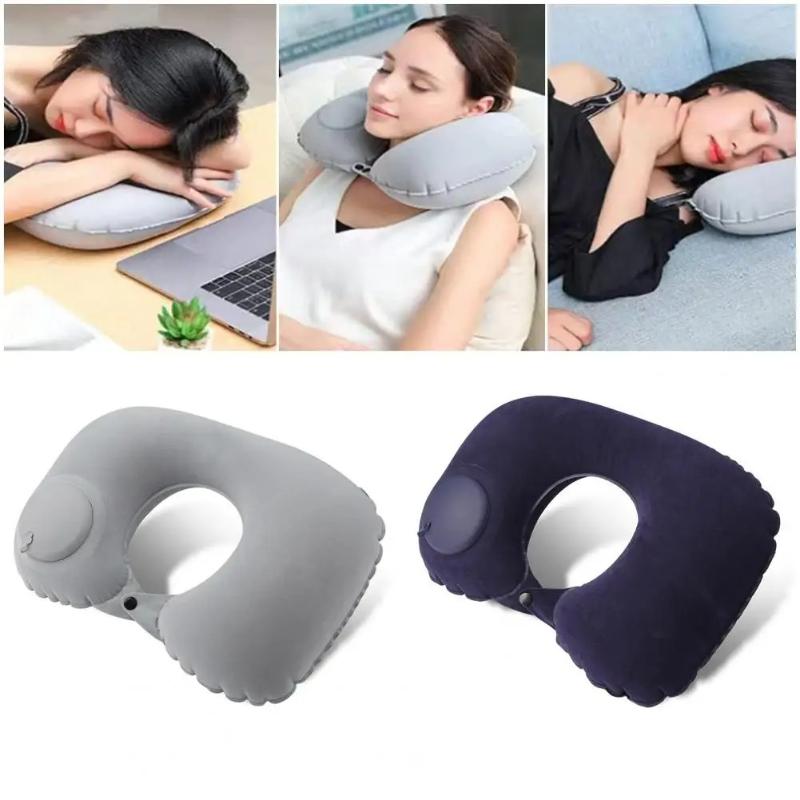 1pc Travel Pillows Airplanes Inflatable Super Light Portable Neck Pillow U-Shape Automatic Inflatable Cervical Vertebr Pillow