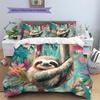 Jungle Sloth Pattern Bedding Quilt Set  Home Decoration  Gift (1 * Duvet Cover + 2 * Pillowcase  Without Core)