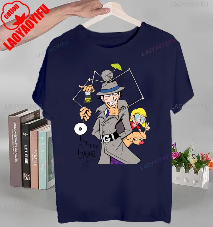 Koszulka z nadrukiem Animowany Inspektor Gadżet Topy Animowany Inspektor Gadżet T-shirt Krótki rękaw Okrągły dekolt