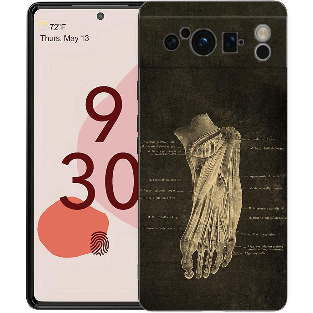 

Anatomy Skeleton Chalkboard Body Heart Phone Case For Google Pixel 8 A 7 6 Pro 6A 5G Black Soft Back Cover Silicone Shell Coque Pixel 6 Pro