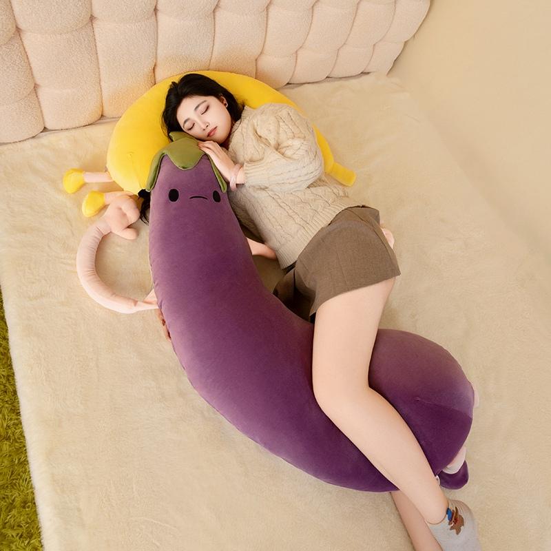 80/100Cm Humanoid Plush Banana Eggplant Toy Stuffed Fruit Plushie Sleeping Companion Present