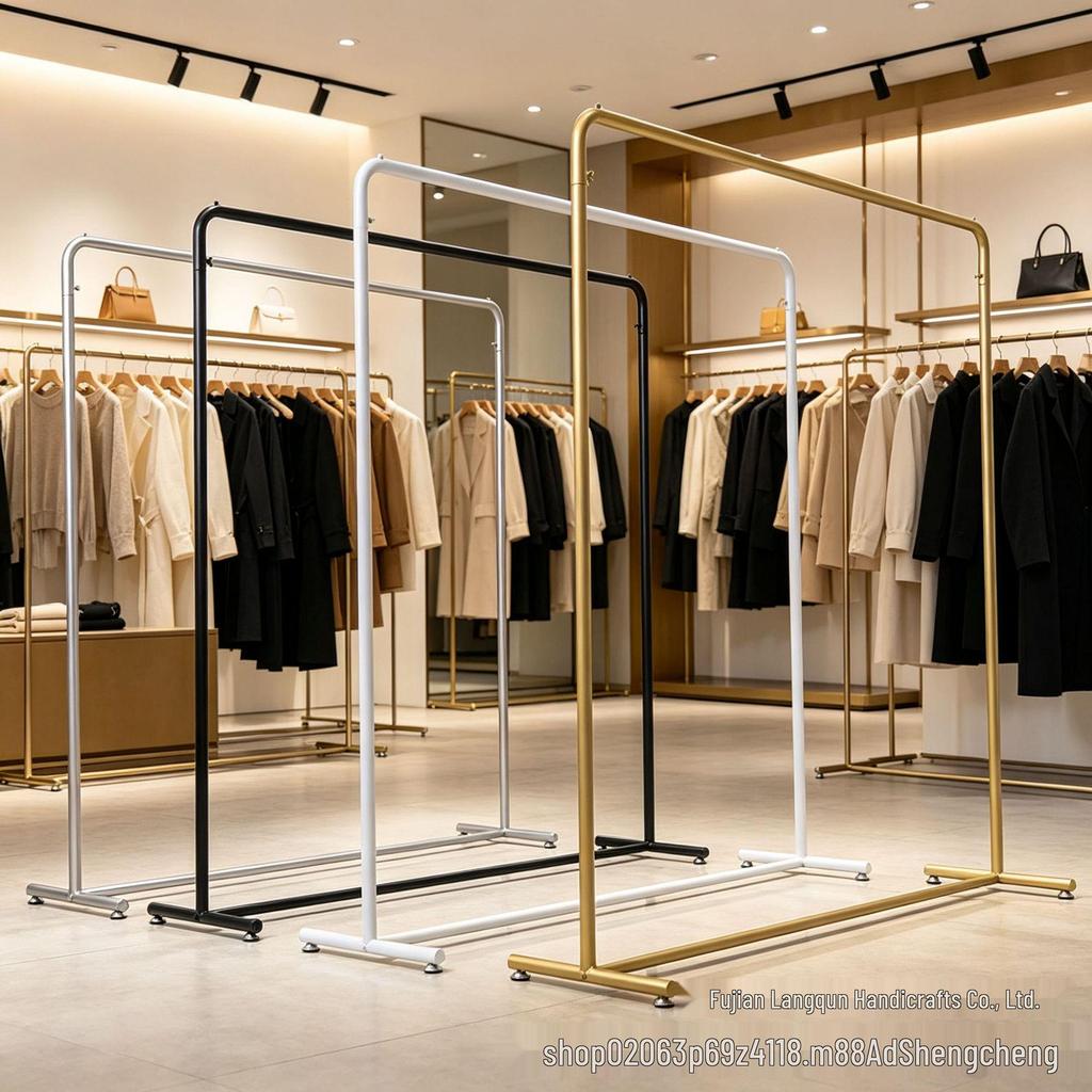 Floor-standing Coat and Clothing Rack for Men's, Women's, and Children's Stores - Light Luxury Display