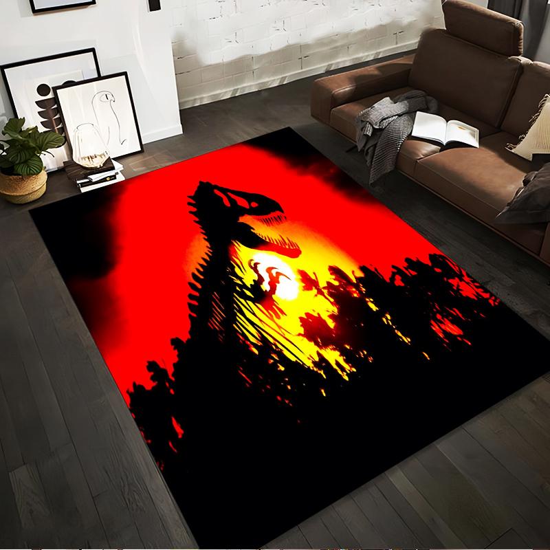 

Red Sunset Dinosaur Skeleton Silhouette with Forest Scene Artistic Carpet Design Suitable for use as an anti-slip1 for1room and bedroom sofas 40x60cm( 15x23in )