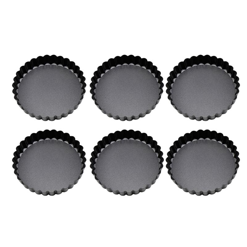 

6 Pieces Mini Baking Pans Fluted Molds with Removeable Bottoms Small Baking Molds Carbon Steel Material for Kitchen Use