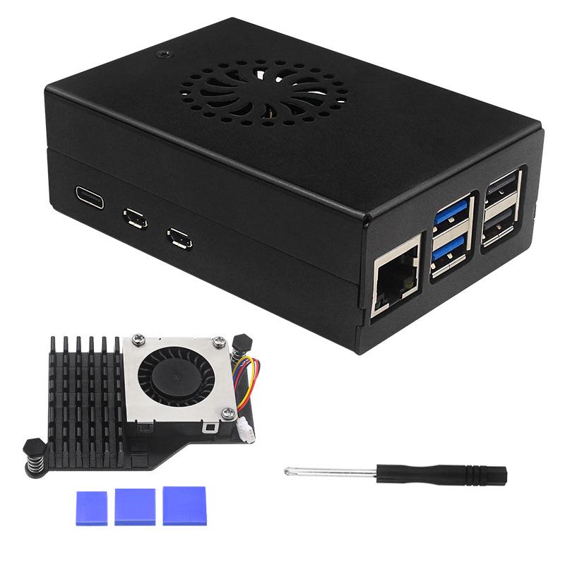 Custodia in Metallo per Raspberry Pi 5 con Ventola PWM e Dissipatore in Alluminio