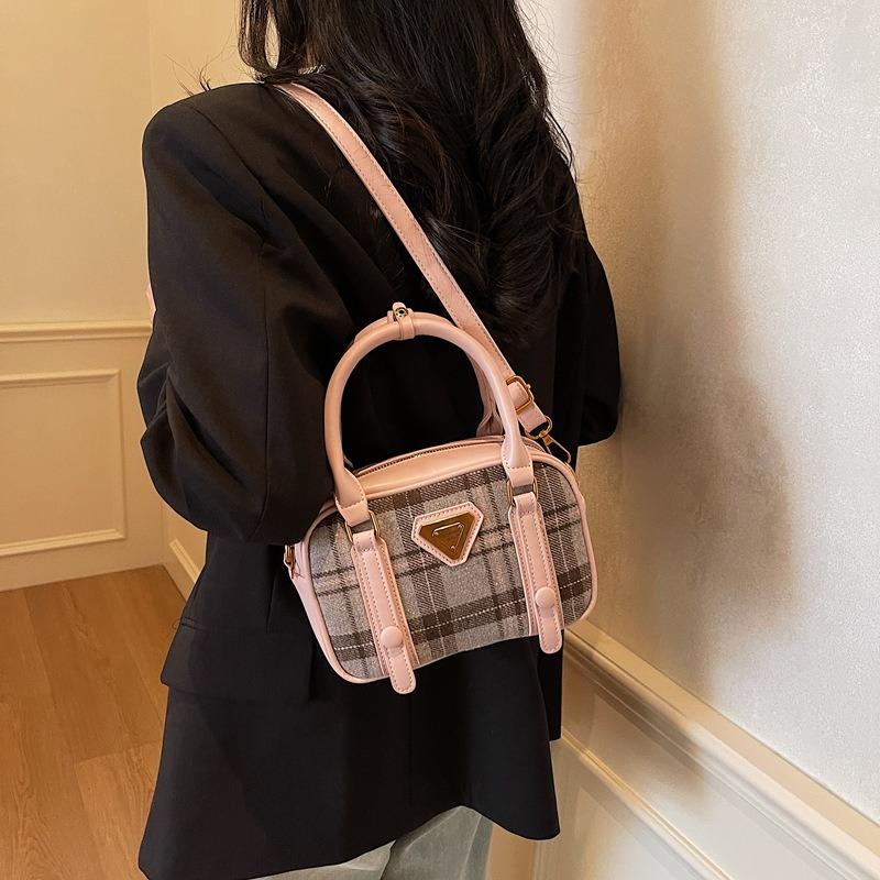 Small Bag Women's Autumn and Winter Versatile New Fashion Plaid Messenger Bag Portable Small Square Bag
