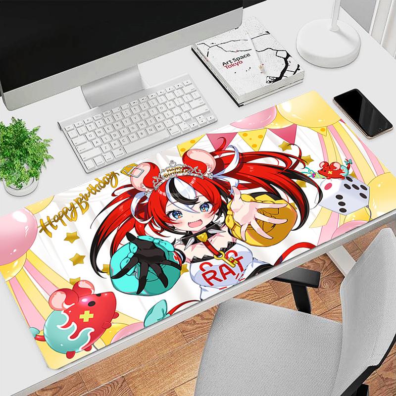 Gaming Mouse Pad Large Desk Mat Antislip Stitched Edges Cute Anime Girl Colorful Cartoon Print Waterproof Mat for Home