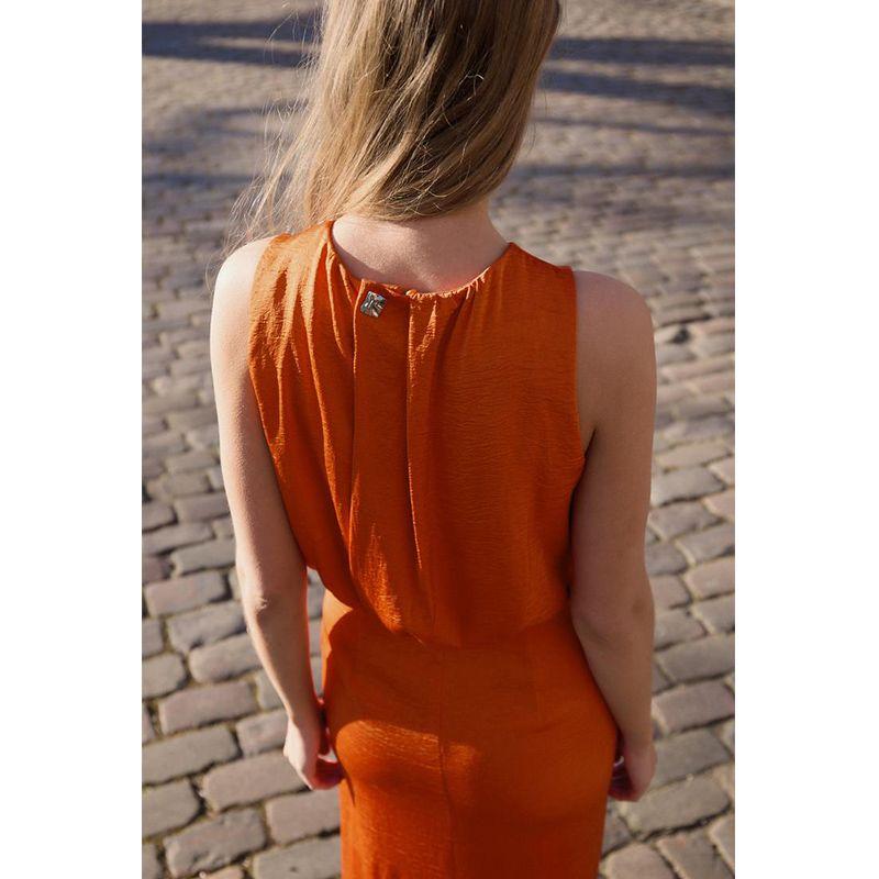 Summer New Product Women's Clothes Vacation Style Slit Hemline at Hem Ruched Decorative Sleeveless Midi Skirt Dress 2544324