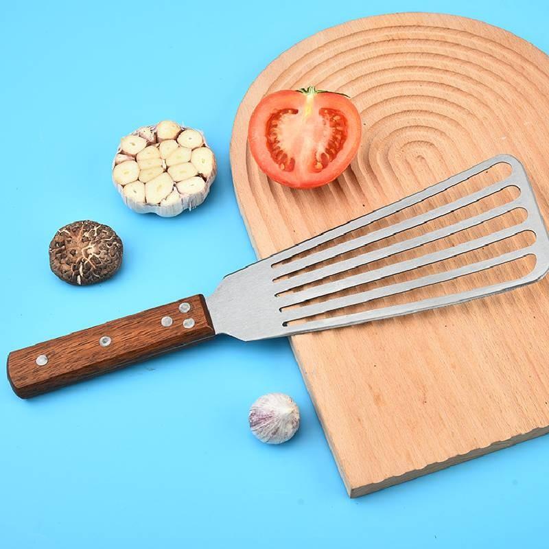 Wooden Handle Spatula Fish Turning Shovel Kitchen Pot Shovel Tool Steak Scoop