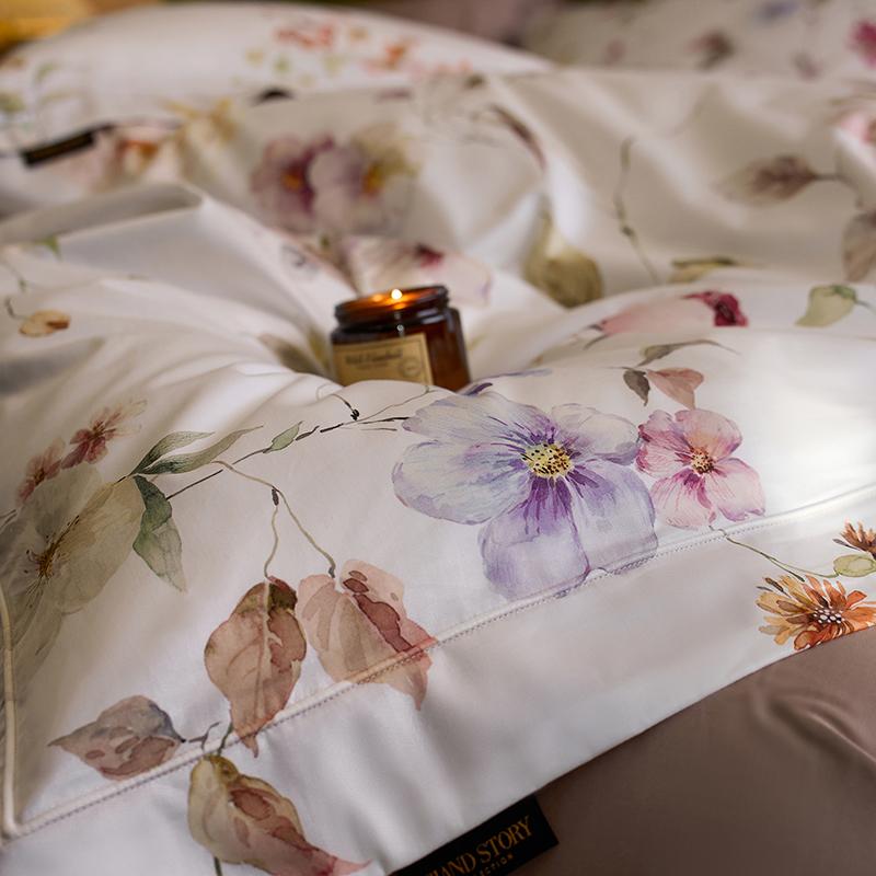 1200TC Egyptian Cotton Flowers Prints Luxury Queen King Size Bedding Set Duvet Cover Set Flat/Fitted Bed Sheet Pillowcases 4Pcs