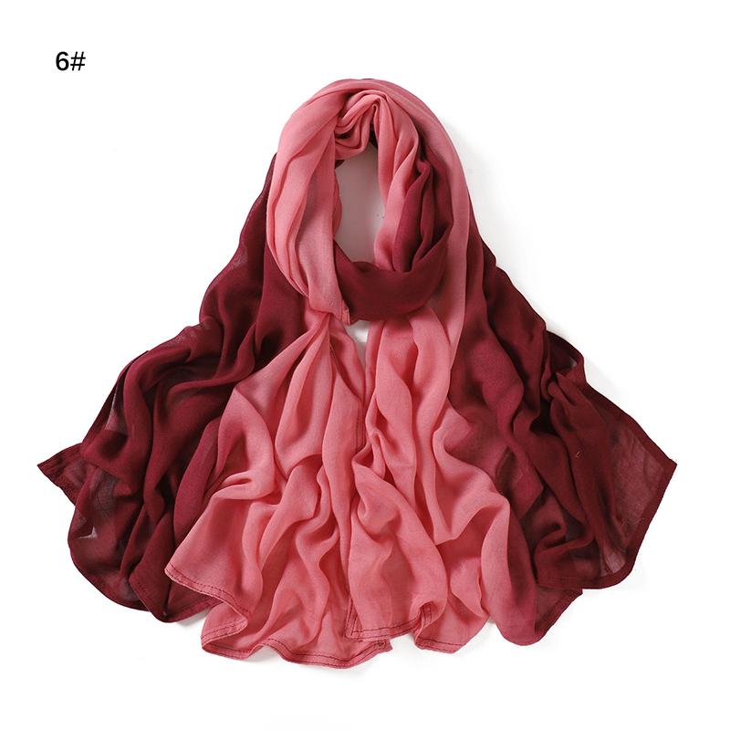 Luxary Design Fashion Women Classic Gradient Colored Cotton Scarf Lady Soft Headscarf Solid Color Shawl Headscarf Muslim Scarf