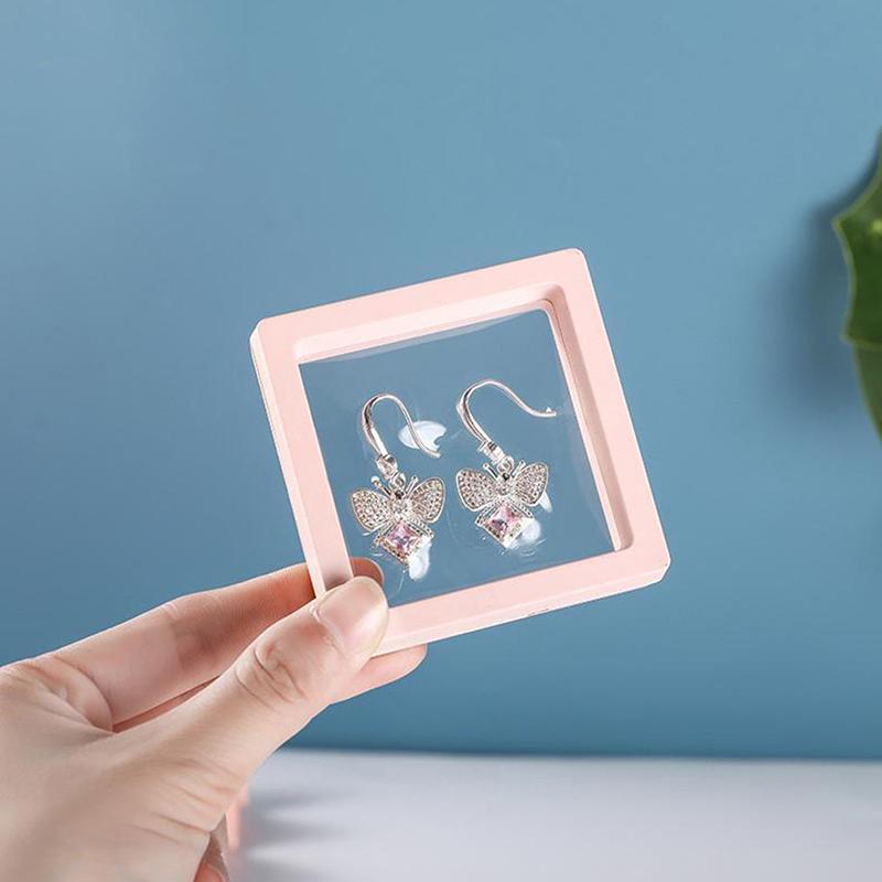 Colorful 3D Floating Picture Frame Shadow Box Jewelry Display Stand Ring Pendant Holder Protect Jewelry Stone Presentation Case