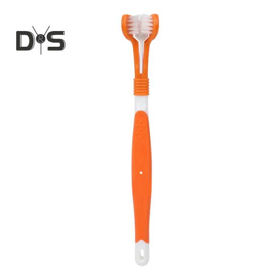 

3-сторонняя зубная щетка для домашних животных, удаляющая неприятный запах изо рта, зубной камень, зубная щетка для собак, уход за зубами кошек, щетка для чистки полости рта для собак и кошек C