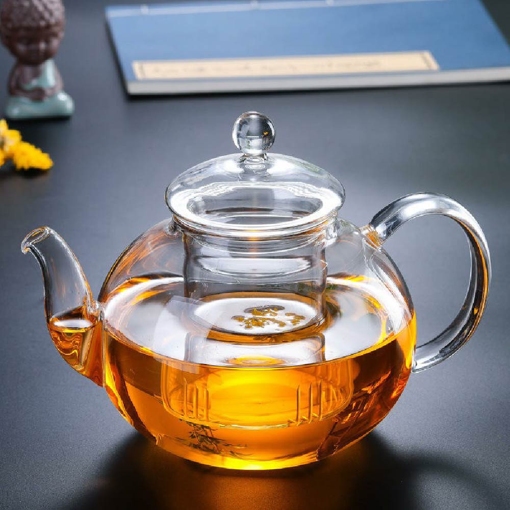 400ml/1000ml Filterable Heat-resistant Thickened Glass Teapot High Borosilicate Glass Flower Tea Pot Heatable Glass Tea Set
