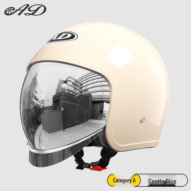 3C Certified AD Electric Motorcycle Helmet, All-Season Half Helmet for Men and Women, Winter-Proof for Scooter Commuting