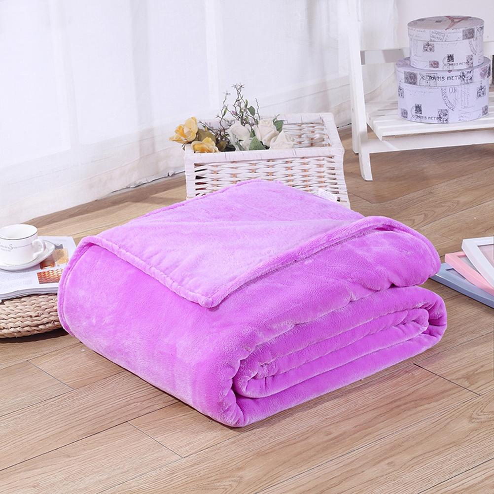 Coral Fleece Blanket 65X93Cm Light Purple Warm Winter Camping Travel Home Use Soft Flannel Blanket
