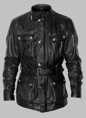 

Motorcycle Biker New Men s Handmade Real Lambskin Jacket Leather Stylish Black 3XL