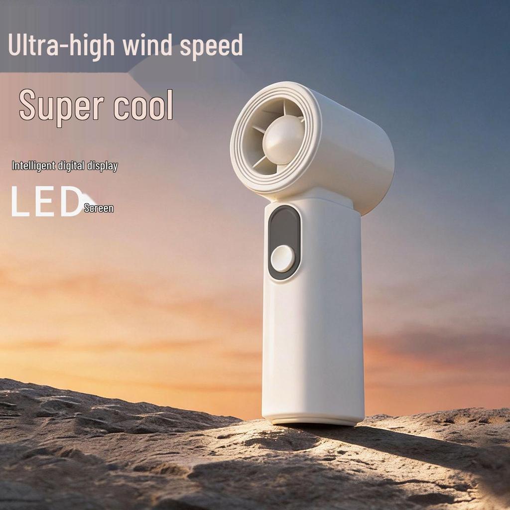 USB Rechargeable High-Speed Mini Turbo Fan with Digital Display for Office & Student Use