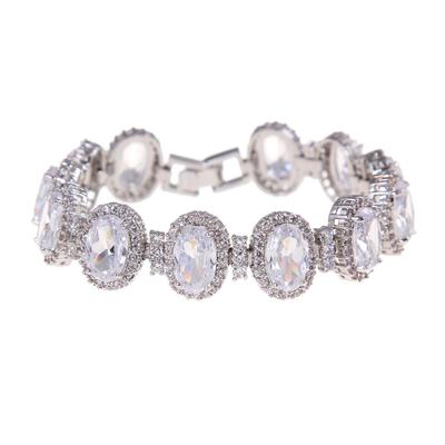 Zircon Bracelet: Elegant Oval, Full Diamond Design for Couples & Ladies' Daily Wear